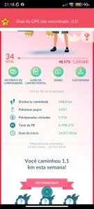 Pokémon Go conta antiga