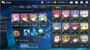 Conta Grand Chase Mobile Global 501K - Todos os SR's