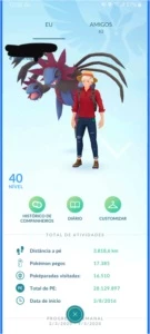 Conta Pokémon go lvl 40