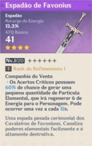 Diluc com Espadão de Favonius (4 estrelas) + Razor // AR 7 - Genshin Impact