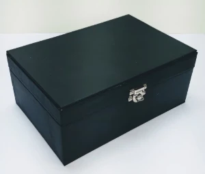 Porta Joias Grande 5 andares Preto e Bege com Espelho - Artesanato e Personalizados