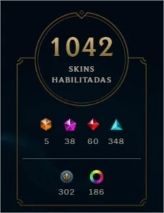Conta  1042 skins e todos emotes, challenger flex s9 - League of Legends LOL
