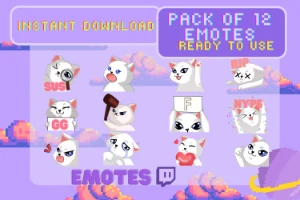 Gatinhos fofos emotes (twitch) (Pack de 12)