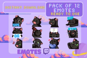 Gatinhos fofos emotes (twitch) (Pack de 12) - Serviços Digitais