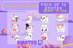 Gatinhos fofos emotes (twitch) (Pack de 12) - Serviços Digitais