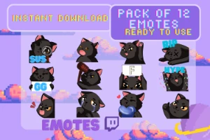 Gatinhos fofos emotes (twitch) (Pack de 12) - Serviços Digitais