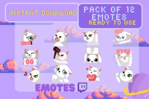 Gatinhos fofos emotes (twitch) (Pack de 12) - Serviços Digitais