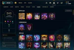 Conta ouro 4 com TODOS os champs e 153 Skins - League of Legends LOL