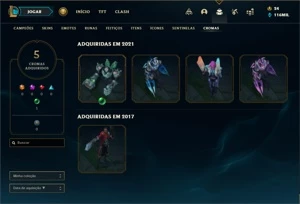 Conta ouro 4 com TODOS os champs e 153 Skins - League of Legends LOL