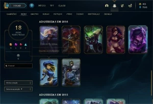 CONTA 65 CAMPEÕES E 18 SKINS  1 SKIN MISTICA - League of Legends LOL
