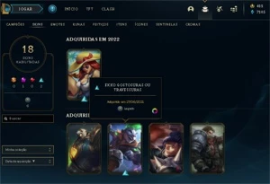 CONTA 65 CAMPEÕES E 18 SKINS  1 SKIN MISTICA - League of Legends LOL