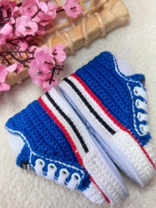 All Star de Crochê Azul Royal - Artesanato e Personalizados