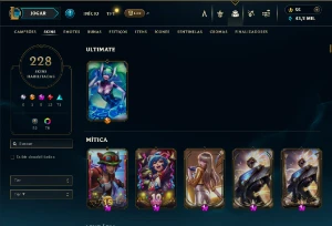 Esmeralda 4 com TODOS os Champs e 228 Skins + 12 Vitoriosas - League of Legends LOL