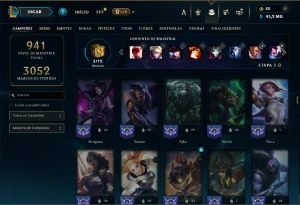 Esmeralda 4 com TODOS os Champs e 228 Skins + 12 Vitoriosas - League of Legends LOL