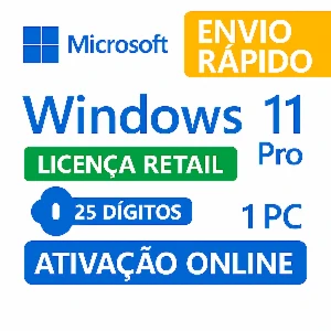 Windows 11 Pro – Licença de 25 Dígitos Original e Vitalícia - Softwares e Licenças