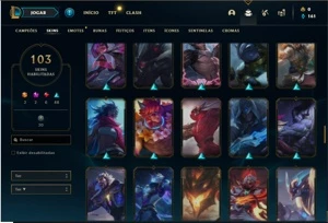 Conta ouro 4 com 120 Champs e 103 Skins + 2 Prestigios - League of Legends LOL