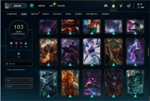 Conta ouro 4 com 120 Champs e 103 Skins + 2 Prestigios - League of Legends LOL
