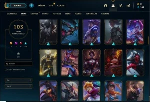 Conta ouro 4 com 120 Champs e 103 Skins + 2 Prestigios - League of Legends LOL