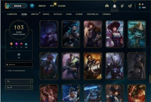 Conta ouro 4 com 120 Champs e 103 Skins + 2 Prestigios - League of Legends LOL