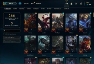 Conta ouro 4 com 120 Champs e 103 Skins + 2 Prestigios - League of Legends LOL