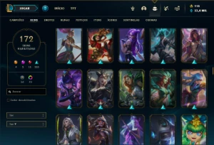 Conta Ferro 1 com 100 Champs e 172 Skins + 3 Prestigios - League of Legends LOL