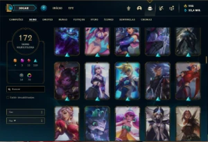 Conta Ferro 1 com 100 Champs e 172 Skins + 3 Prestigios - League of Legends LOL