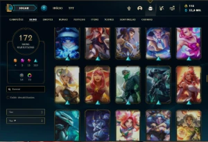 Conta Ferro 1 com 100 Champs e 172 Skins + 3 Prestigios - League of Legends LOL