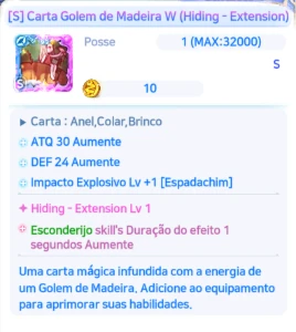 Carta Golem de Madeira W (Hidding - Extension)