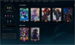 Conta LoL LvL 181, Gold IV e 343 Skins