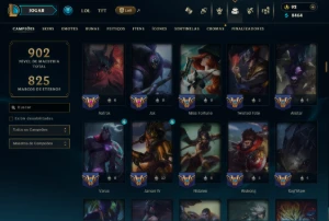 Platina 2 com TODOS os Champs e 264 Skins ( JG / ADC / SUP ) - League of Legends LOL