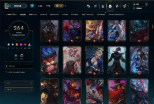 Platina 2 com TODOS os Champs e 264 Skins ( JG / ADC / SUP ) - League of Legends LOL