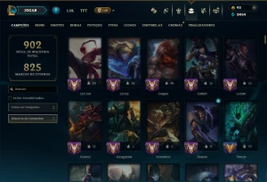 Platina 2 com TODOS os Champs e 264 Skins ( JG / ADC / SUP ) - League of Legends LOL