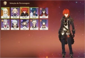 conta genshin impact Diluc 5 estrelas