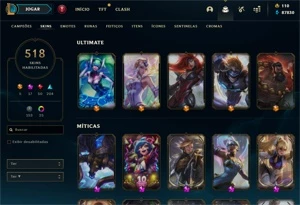 Vendo conta League Of Legends com 518 Skin, e 15 Skin Ed. Pr LOL
