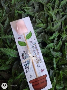 Marca Páginas com Botão de Rosa em Sabonete - Artesanato e Personalizados