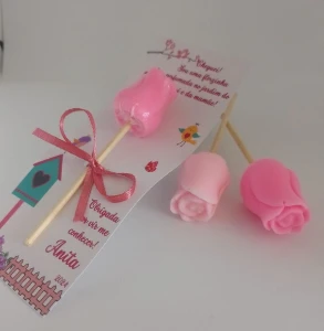 Marca Páginas com Botão de Rosa em Sabonete - Artesanato e Personalizados