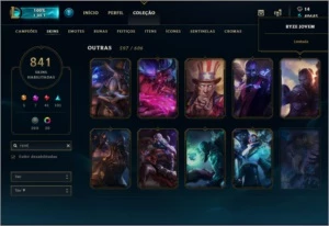 Conta de LoL com 841 skins, 3 PAX, Ryze jovem - League of Legends