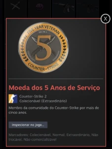 Conta CS2 com prime e medalha de serviço de 5 anos - Counter Strike