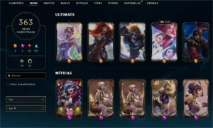 CONTA NÍVEL 370 COM EVELYN E LUX PRESTÍGIO QUASE TODAS LUX - League of Legends LOL