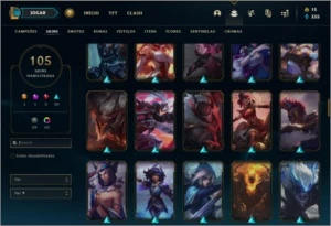 Conta platina 4 com 105 skins, 135 champs e 60 cromas - League of Legends LOL