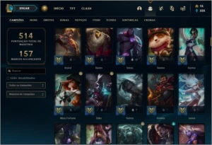 Conta platina 4 com 105 skins, 135 champs e 60 cromas - League of Legends LOL