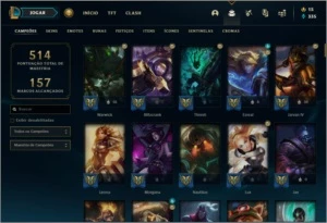 Conta platina 4 com 105 skins, 135 champs e 60 cromas - League of Legends LOL