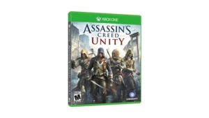 Console Xbox One com controle e jogo Assassin's Creed Unity