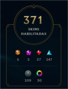 Conta diamante 1 ~ 371 skins + 22k RP - League of Legends LOL