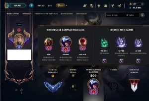 Conta De Lol Diamante + 737 Skins + Várias Skins Prestígio - League of Legends