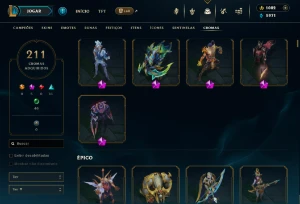 Conta De Lol Diamante + 737 Skins + Várias Skins Prestígio - League of Legends