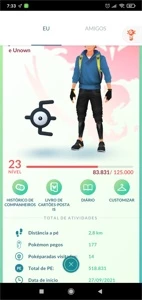 Conta Pokémon go lvl 23 - unown E - D207