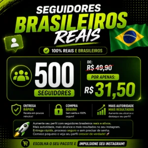 Pacote com 500 seguidores brasileiros reais - Redes Sociais