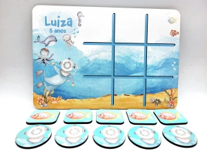 Jogo da Velha Fundo do Mar em MDF 28 x 19,5 cm