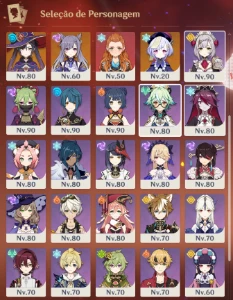 AR60 / 17 chars 5* / vários 4 * c6/ artefatos muito fortes - Genshin Impact